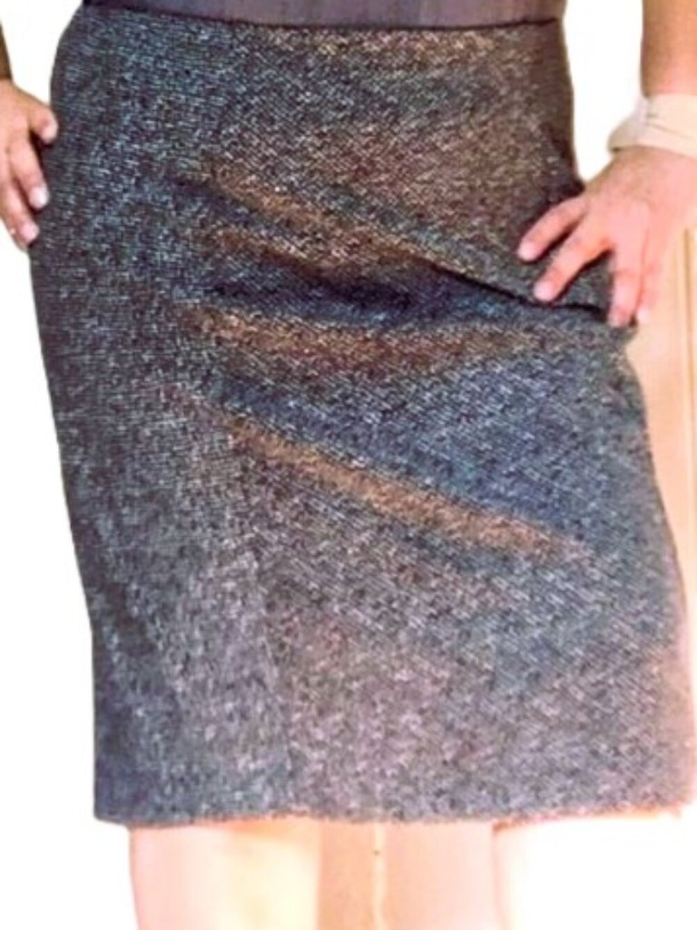 COVINGTON Career Professional Dress Skirt Stretch Gray with White Flecks Large
